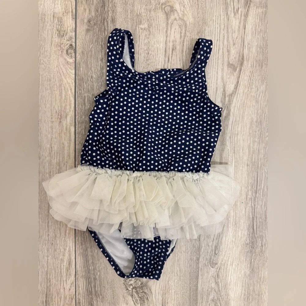 Cat & Jack Navy Polka Dot One Piece Swimsuit